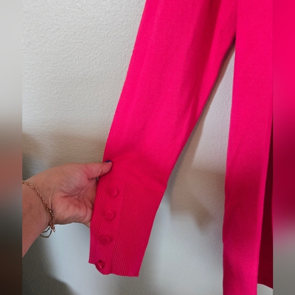 Cyrus | Bright Pink Long Sleeve Cardigan Size Medium - Picture 4 of 8